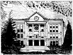 Putnam County Courthouse Woodcut Print by Matt Rees